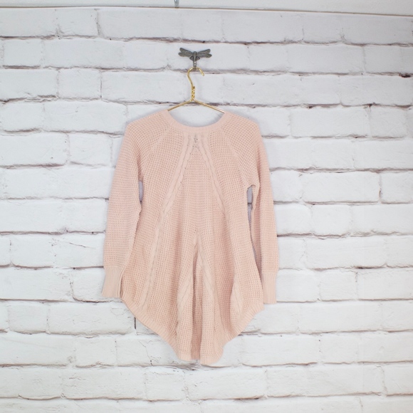 NWOT Agnes & Dora Pink Crewneck Knitted Flare Style Bottom Pullover Sweater Sz S - Picture 7 of 8